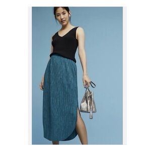 Anthropologie - Sabina Musayev Teal Crinkle Odelle Midi Y2K Skirt with Pockets